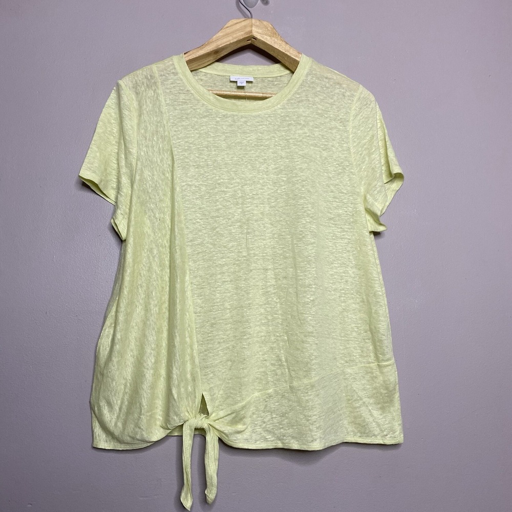 J. Jill Love Linen T Shirt‎ Side Tie Front Womens Size XL Short Sleeve Crewneck